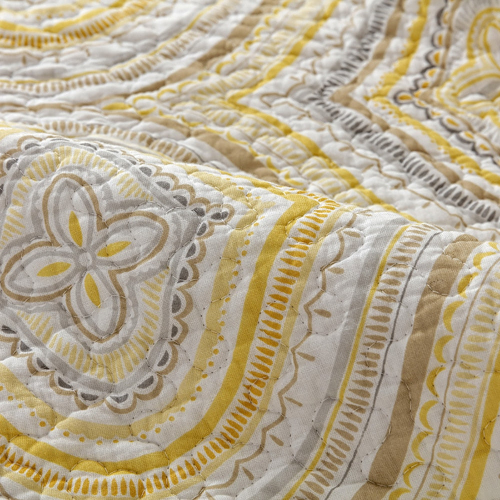 Nordic Cotton Romantic Print Bedspread Pillowcase Quilted Bed Cover Sofa Blanket Four Seasons Coverlet Bedding 3PCS
