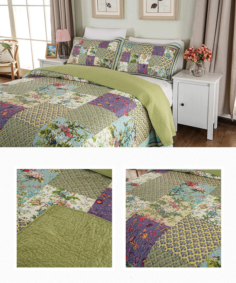 Large Quilted Quilt Three-piece Set Pure Cotton Washed Summer Cool Air-conditioning Quilt Quilted Bed Cover