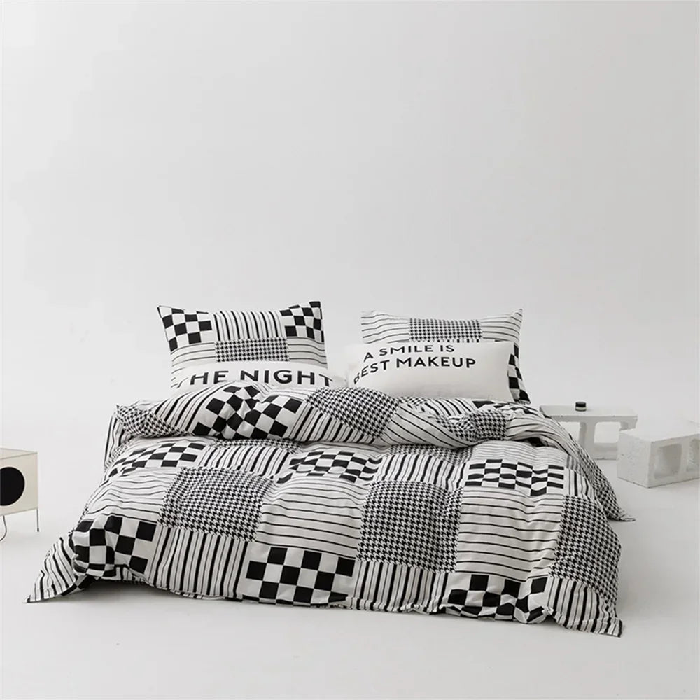 Nordic Grey Blue Stripes Duvet Cover Set Cotton Queen King Size Bedding Set Bedlinens Sheet Pillowcases
