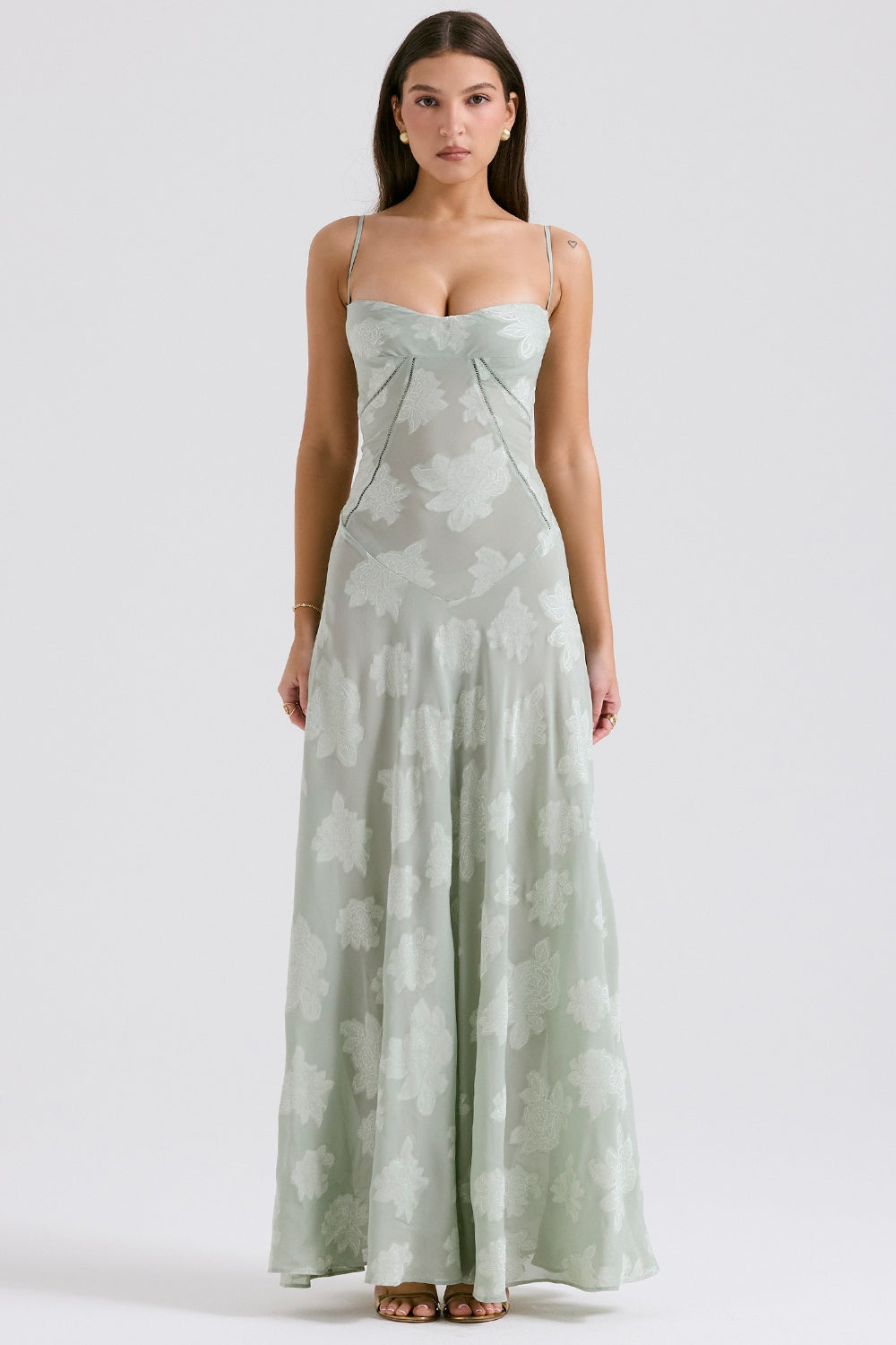 Seren Vintage Floral Lace Back Maxi Dress