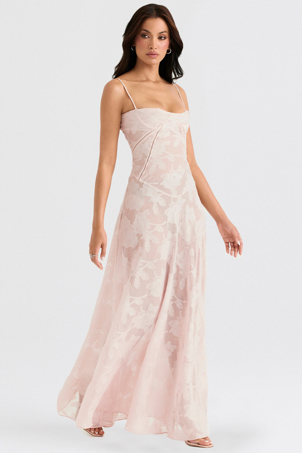 Seren Vintage Floral Lace Back Maxi Dress