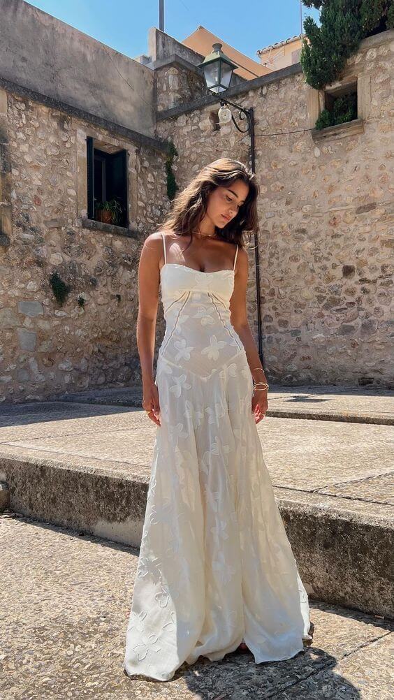 Seren Vintage Floral Lace Back Maxi Dress
