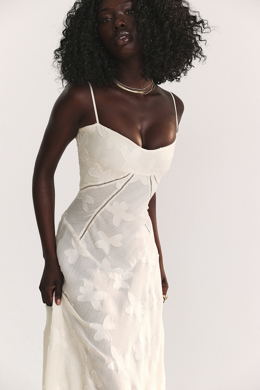 Seren Vintage Floral Lace Back Maxi Dress