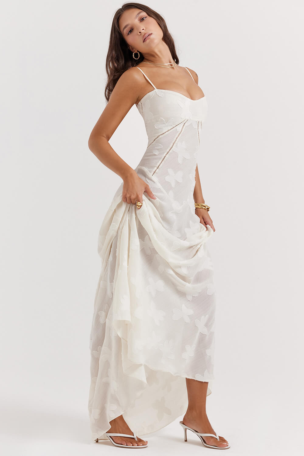 Seren Vintage Floral Lace Back Maxi Dress