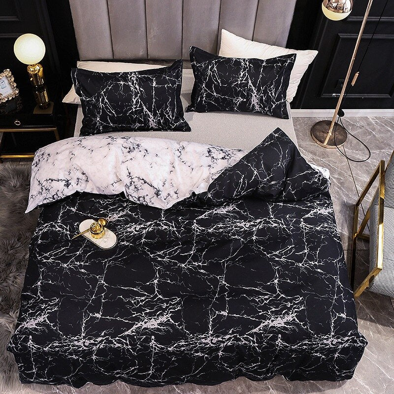 New 3pcs Nordic Simple Marble Bedding Set Bedroom Single Double Premium Home Textile Comfortable Duvet Cover and Pillowcase
