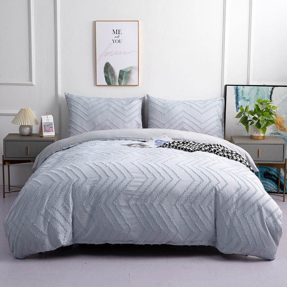 Luxury Nordic Tufted Solid Color Sheet Set Couple Double Bed Bedding Set Bedspread Quilt Cover Pillowcase for Bedroom