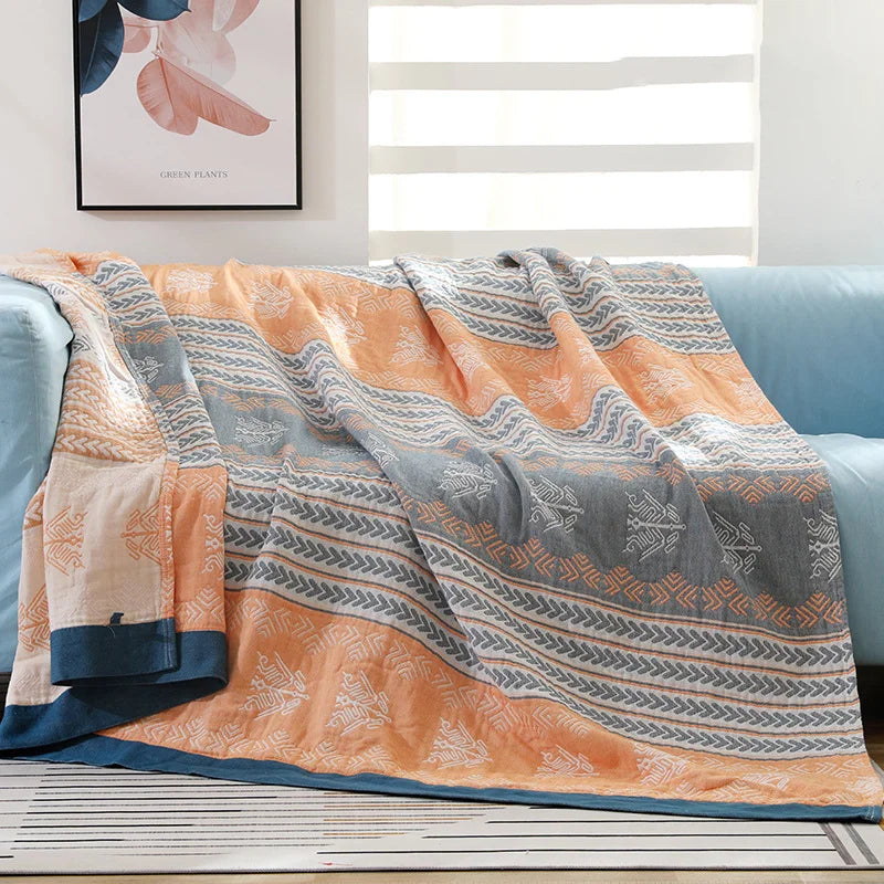 Textile City 5 Layer Yarn Cotton Towel Thread Blanket Double Blanket Bedspr Gauze Cover Air Condition Quilt for Summer 200x230