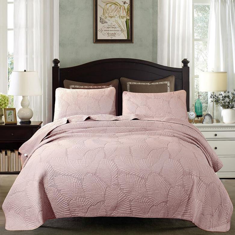 Plain 100% Cotton Quilt Set 3PC Bedspread on Bed Embroidered Bed Cover King Queen Summer Coverlet Blanket for Bed