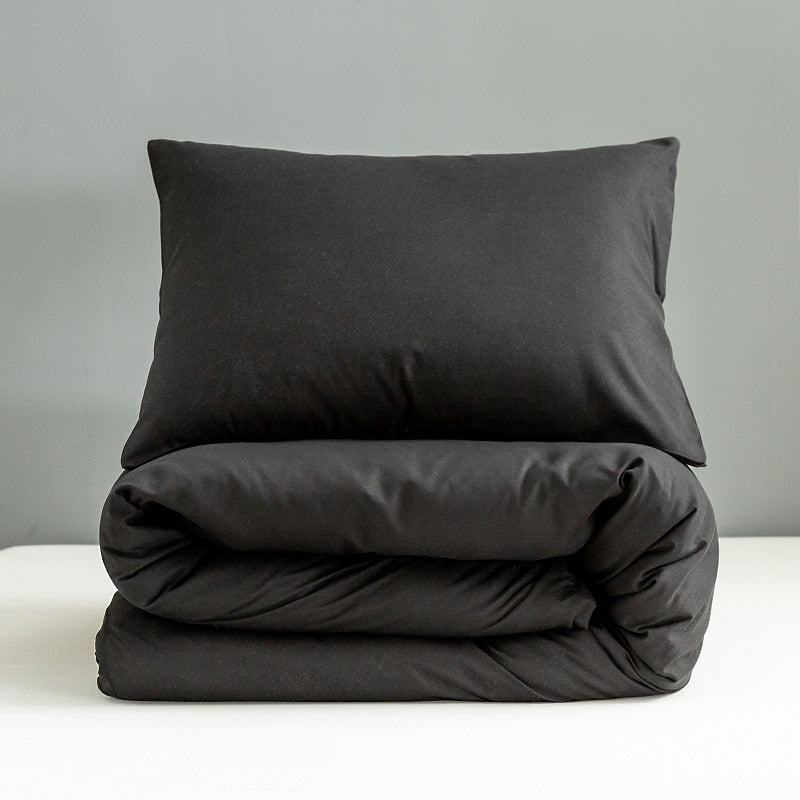 Home Textile Solid Color Duvetcover&2pcs Pillowcase Bed Quilt Cover Bedding Linens Set King 104*90 Inch Queen 90*90 Inch