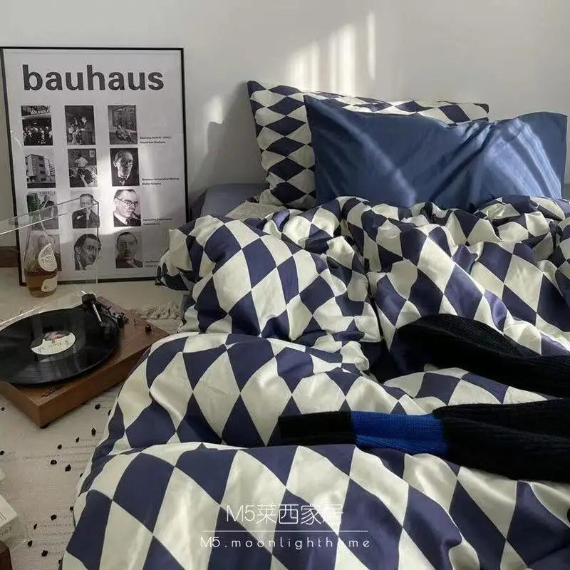 Ins Bedding Set Bed Linen 2 Bedrooms Duvet Cover For Girl Adults Bedspread Flat Sheet Quilt Cover King 220x240 Cover