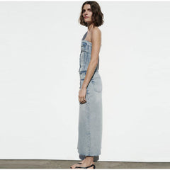 Scandinavian Style Knee Length Denim Skirt