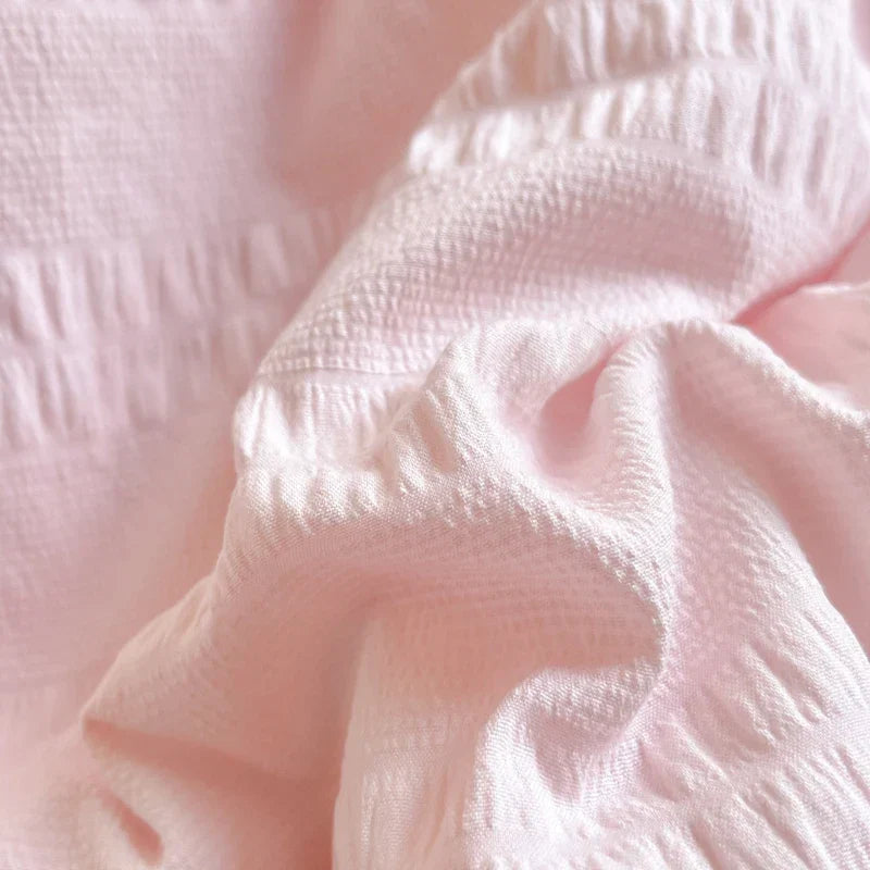 Korean Princess Style Summer Cool Quilt Comforter Soft Seersucker Lace Ruffles Summer Thin Quilt Blanket Machine Washable