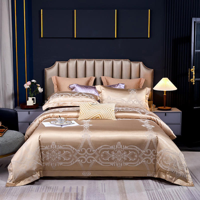 Luxury 4pcs European Jacquard Embroidery Pure Cotton Thickened Bedspread Wedding Room Bedding Quilt Cover Pillowcase