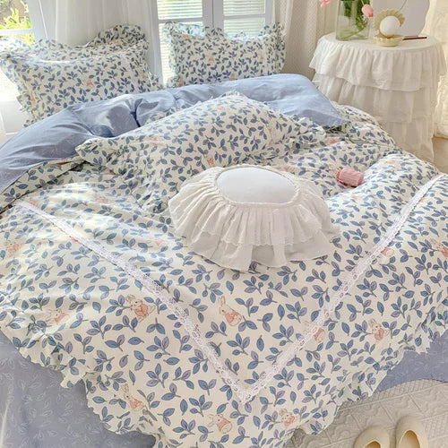 Lace Princess rose printed bedding set king size girl duvet cover set bedding sets elegant bed linen bed sheets and pillowcases