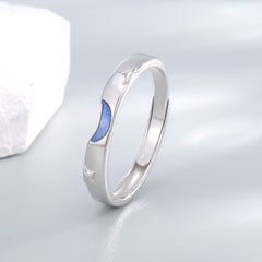 Silver Sun Moon Couple Ring Set