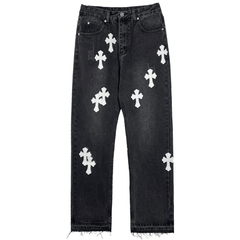 Straight Leg Jeans Cross Patch