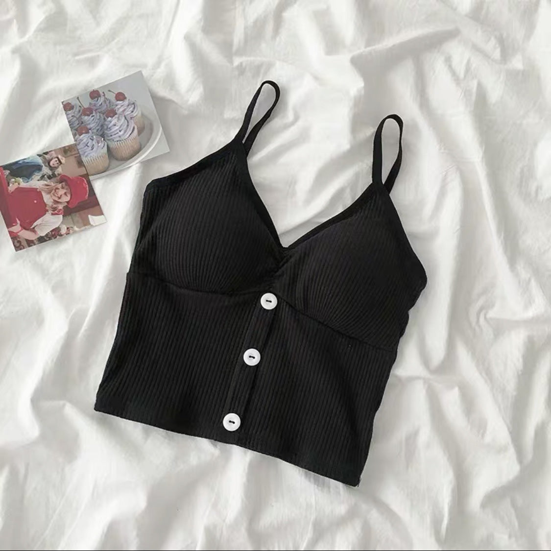 V-Neck Padded Knitted Camisole Top