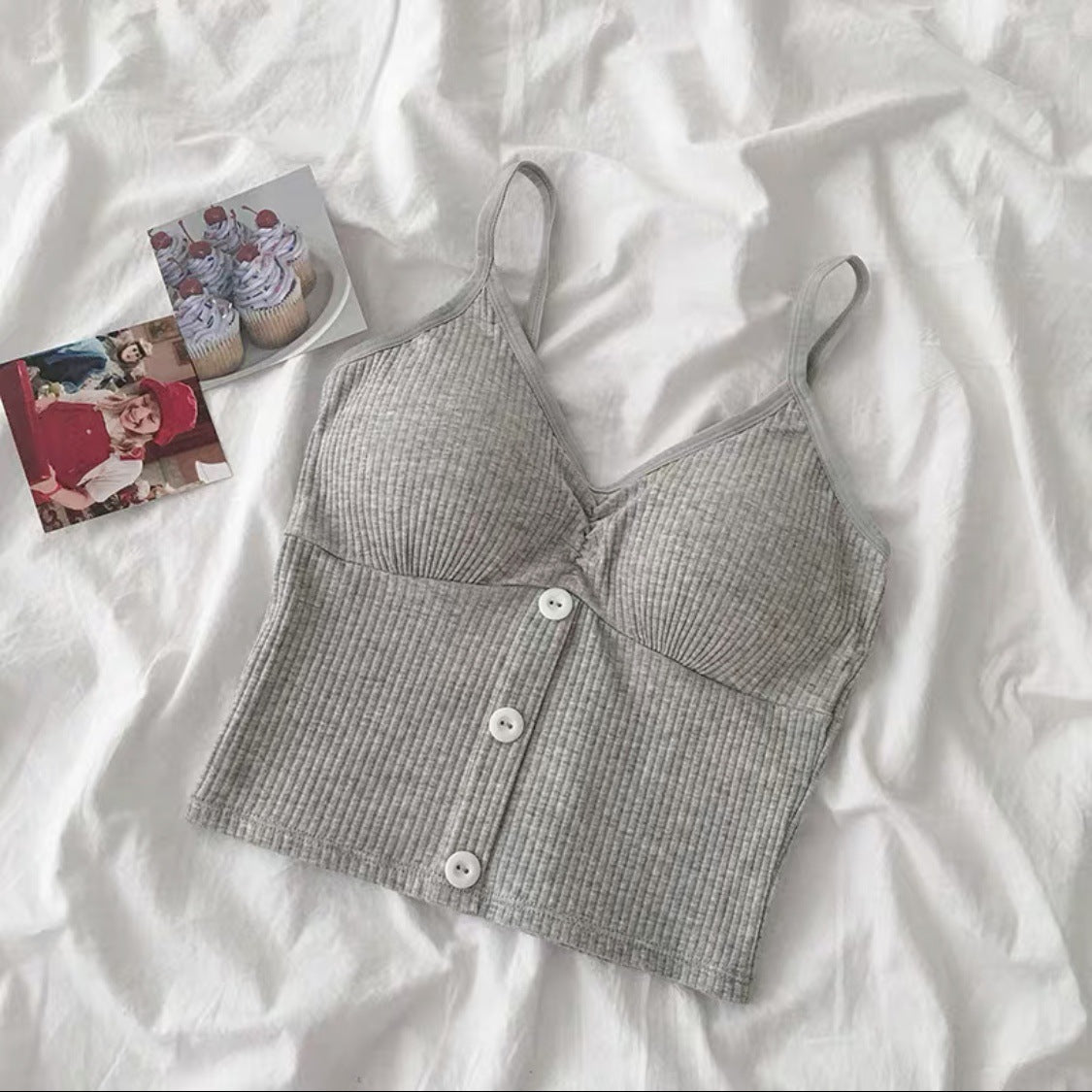 V-Neck Padded Knitted Camisole Top