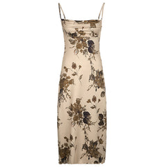 Vintage Floral Print Maxi Dress