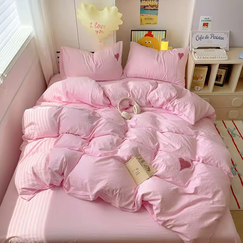 Mint Green Heart Bedding Set