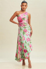 Amanda Pleated Cut-out Midi Dress