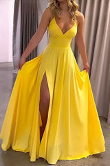 inostorâ„?Fashion Ladies Summer Suspenders V Neck Lace Up Slits Elegant Wedding Guest Dress
