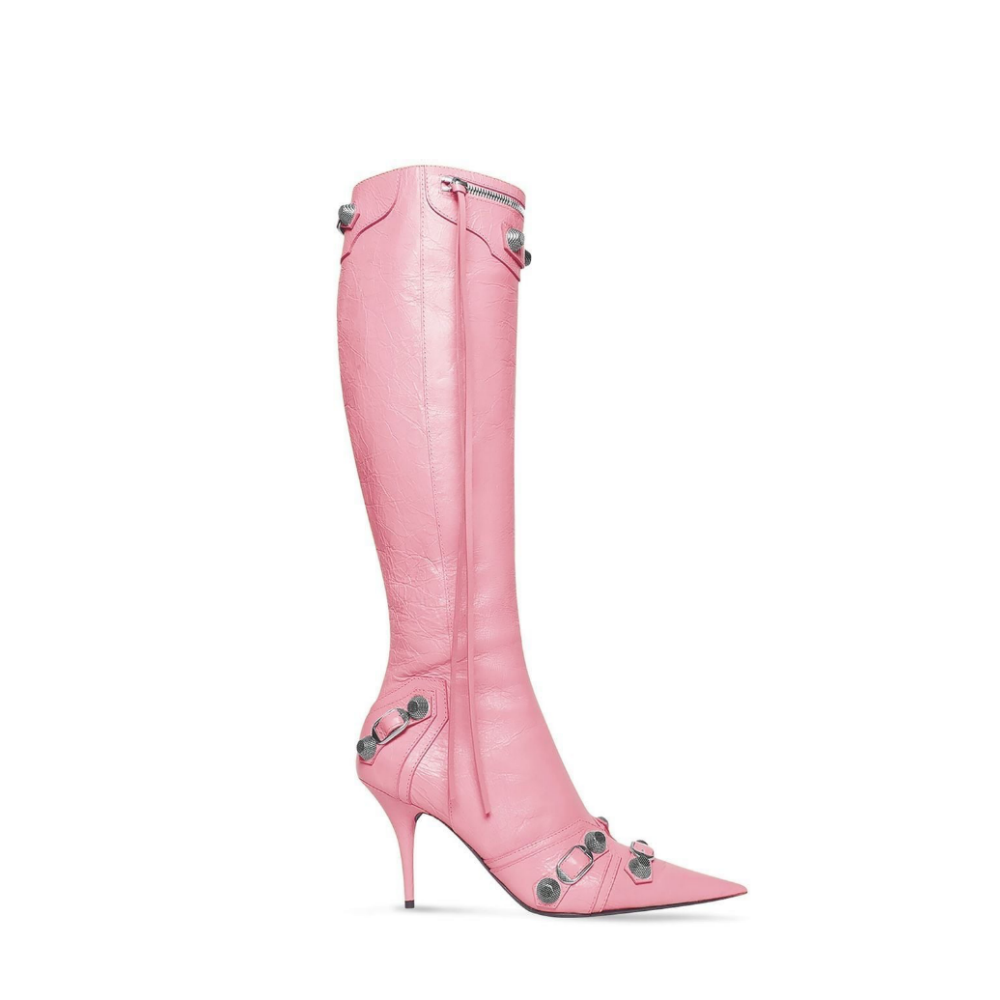 Pink Cagole High Fashion buckles Knee High Boots