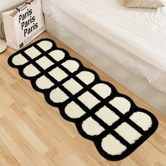 Black Checkered Bedroom Rug