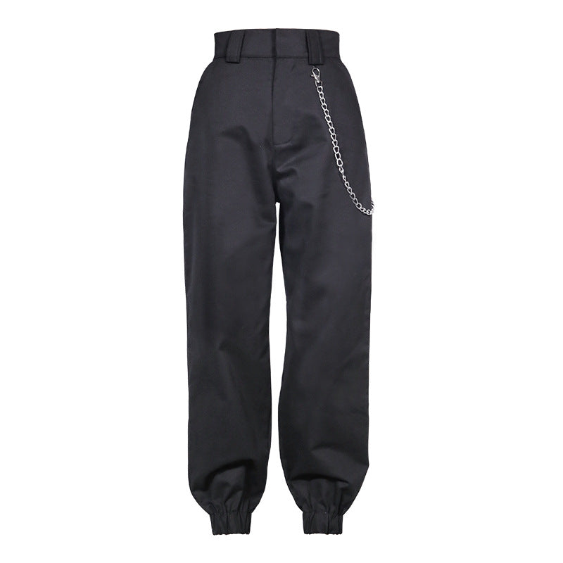 High Waisted Baggy Carrot Trousers Cargo Pants With Chains