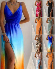 inostorâ„?Printed Backless Sleeveless Sexy Suspenders Big Swing Casual Party Wedding Guest Dress