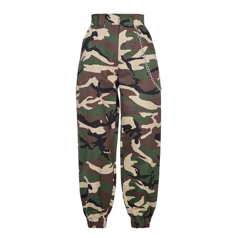 High Waisted Baggy Carrot Trousers Cargo Pants With Chains