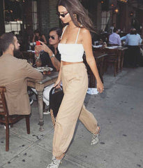 High Waisted Baggy Carrot Trousers Cargo Pants With Chains