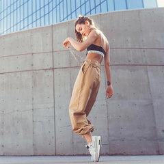 High Waisted Baggy Carrot Trousers Cargo Pants With Chains