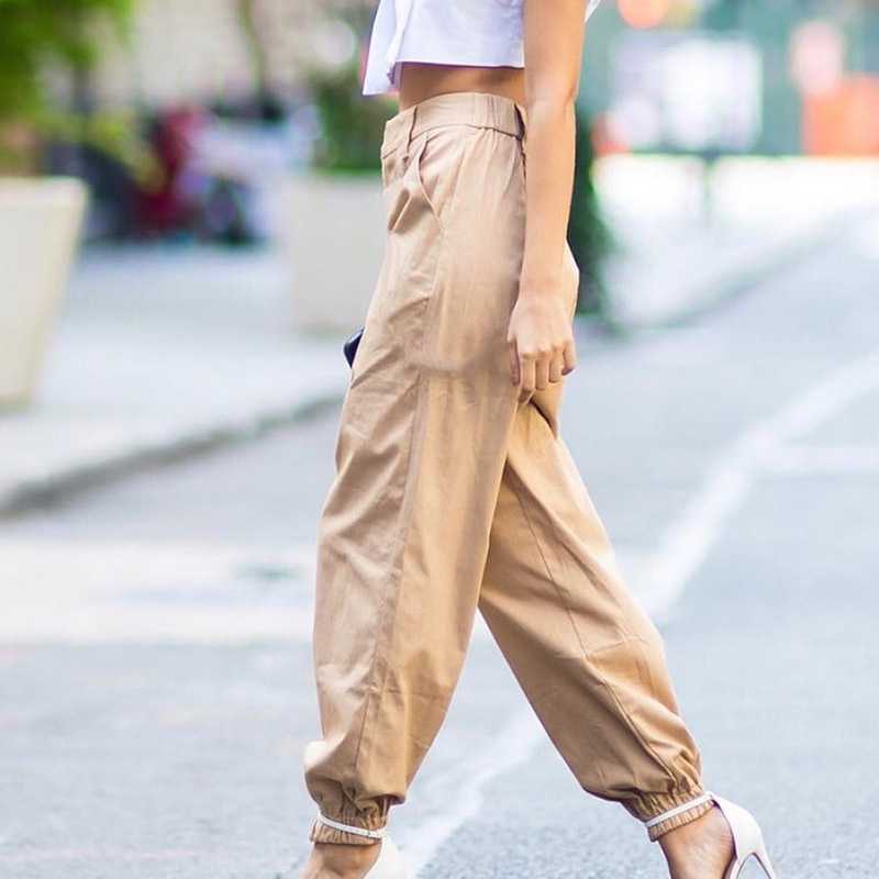 High Waisted Baggy Carrot Trousers Cargo Pants With Chains