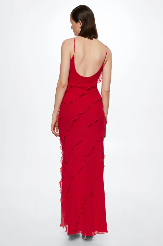 inostorâ„?Sexy Backless Halter U Neck Wave Slim Side Slit Dresses