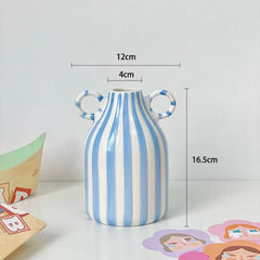 Pastel Striped Ceramic Vase