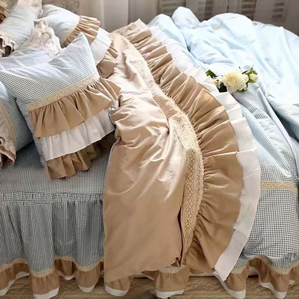 Classic Mini Check Lace Ruffle Bedding Set
