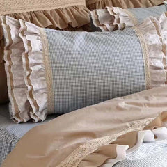 Classic Mini Check Lace Ruffle Bedding Set