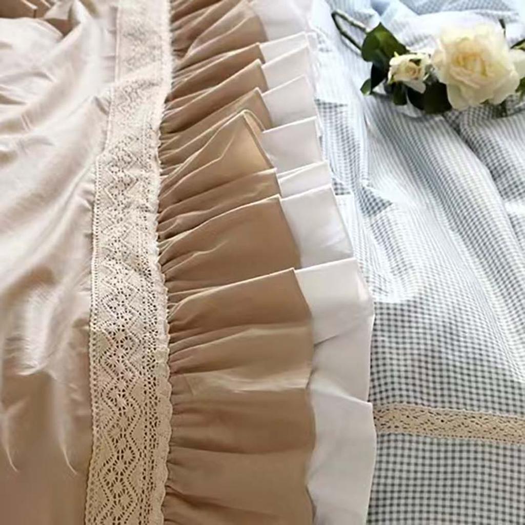 Classic Mini Check Lace Ruffle Bedding Set