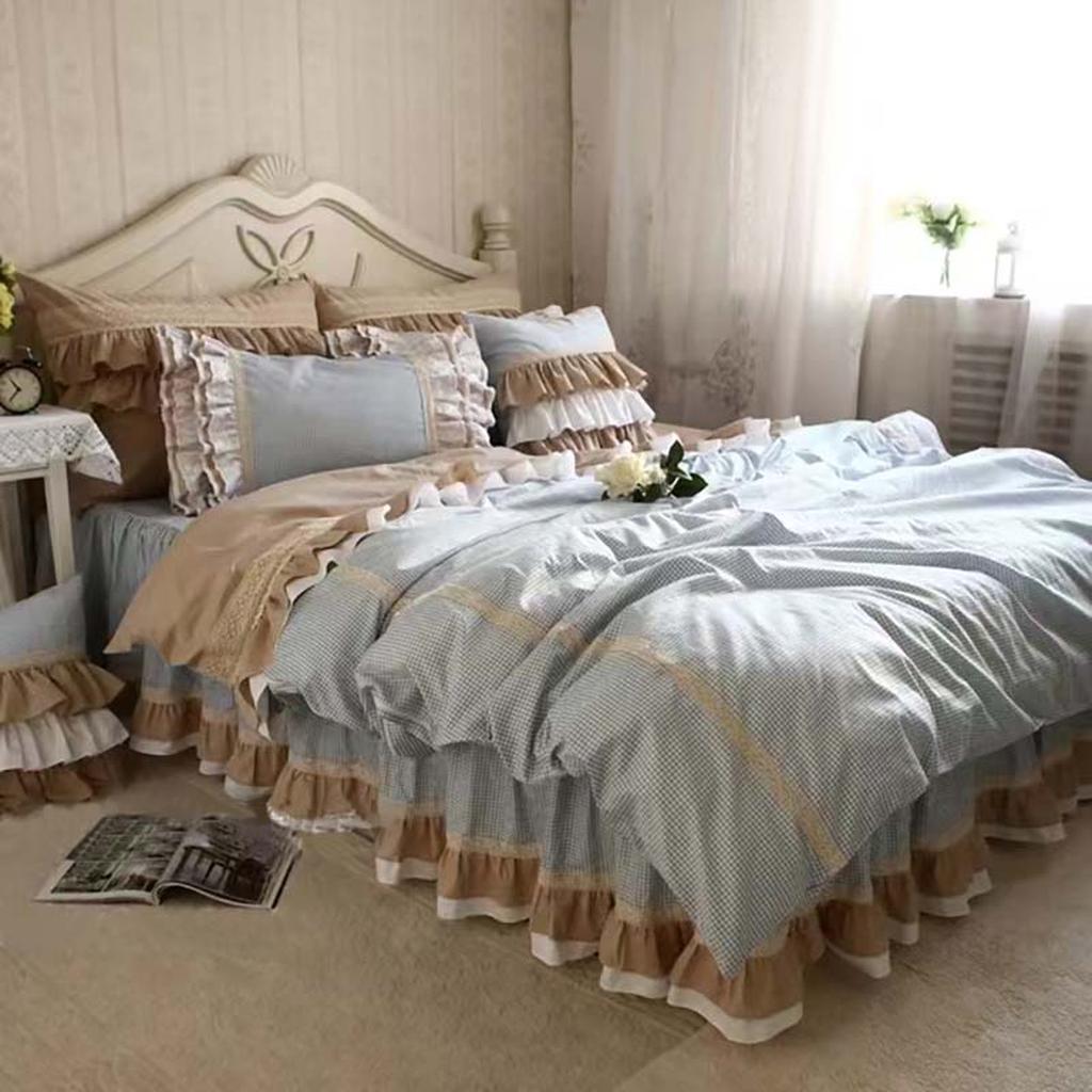 Classic Mini Check Lace Ruffle Bedding Set