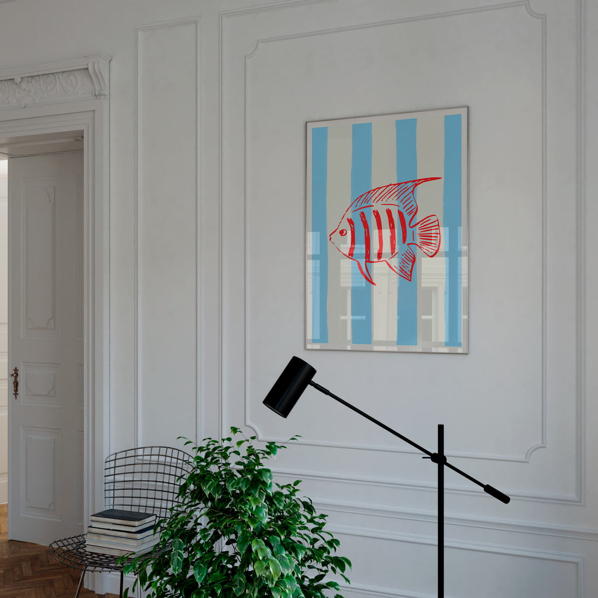Blue Stripe Coastal Poster Set