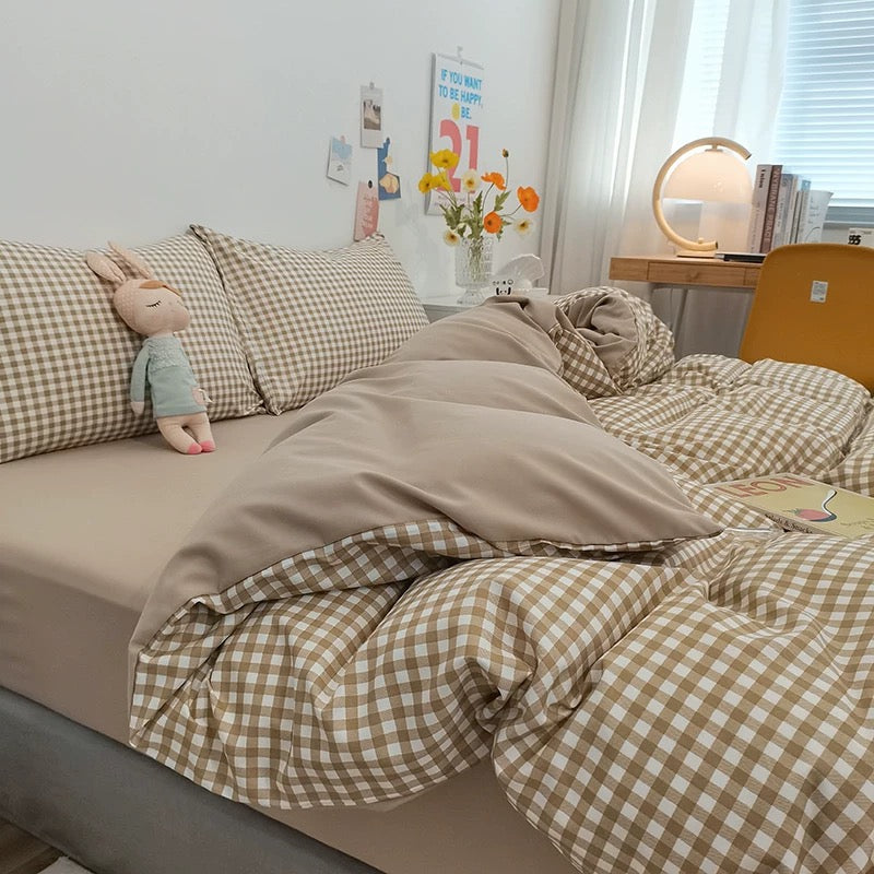 Gingham Plaid Duvet Cover Set
