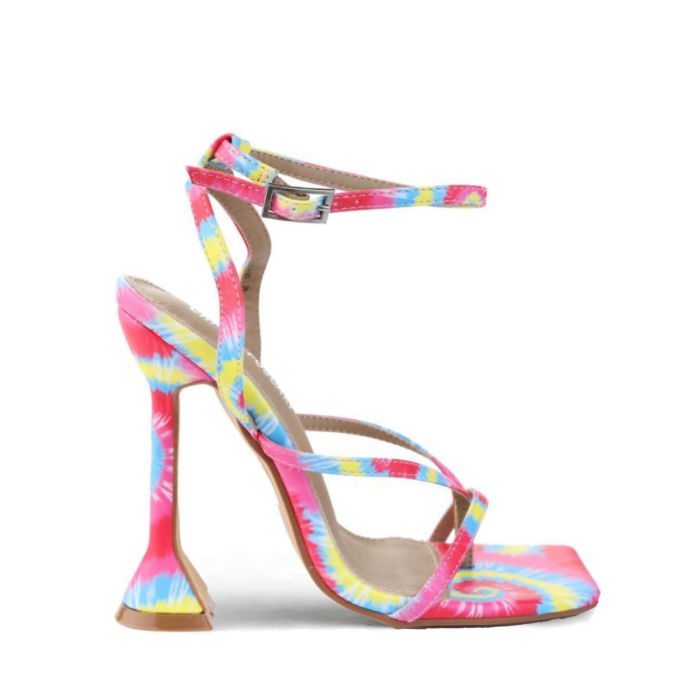 Dip-Dye Multi Colored Square Toe Sandals