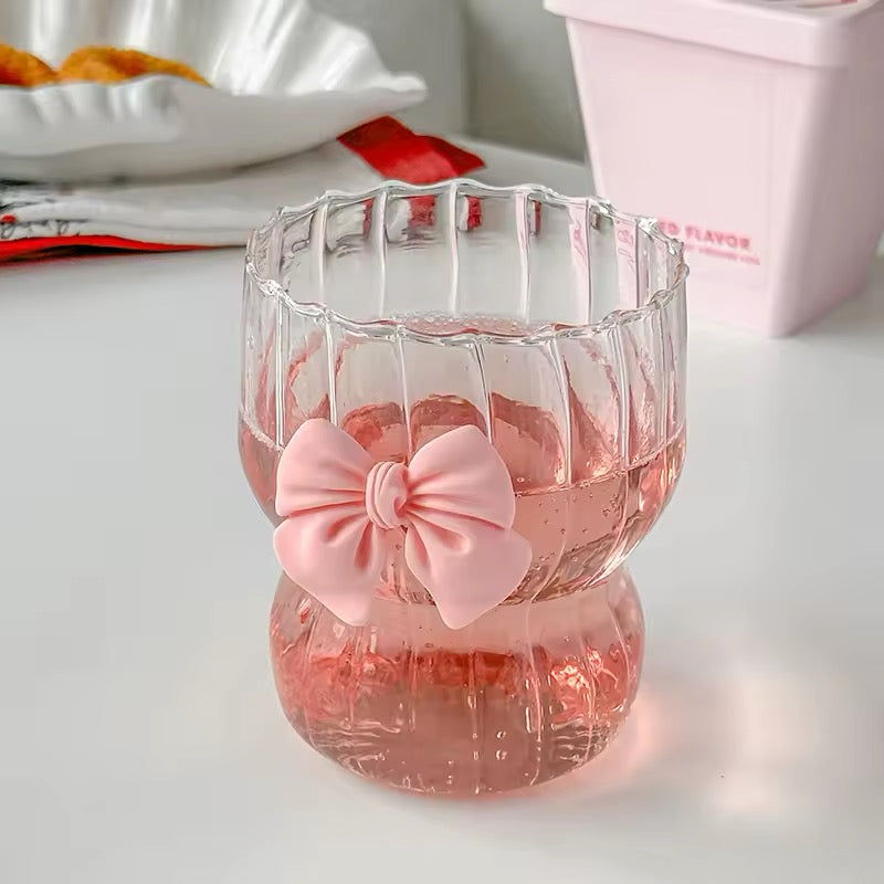 Coquette Pink Bow Glass Cup