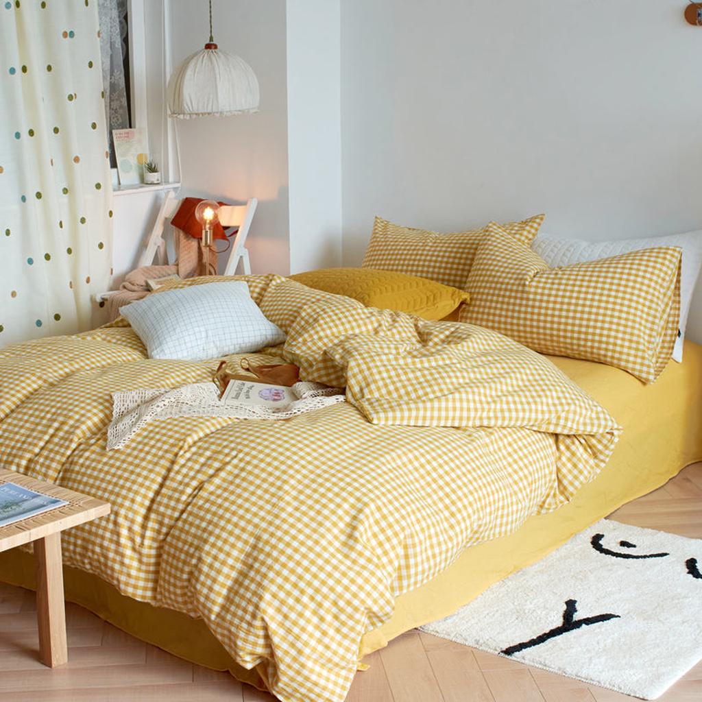 Cotton Small Gingham Duvet Cover - Beige