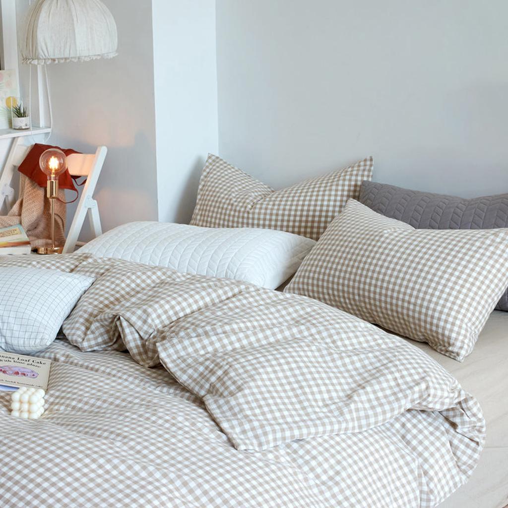Cotton Small Gingham Bedding Set - Blue