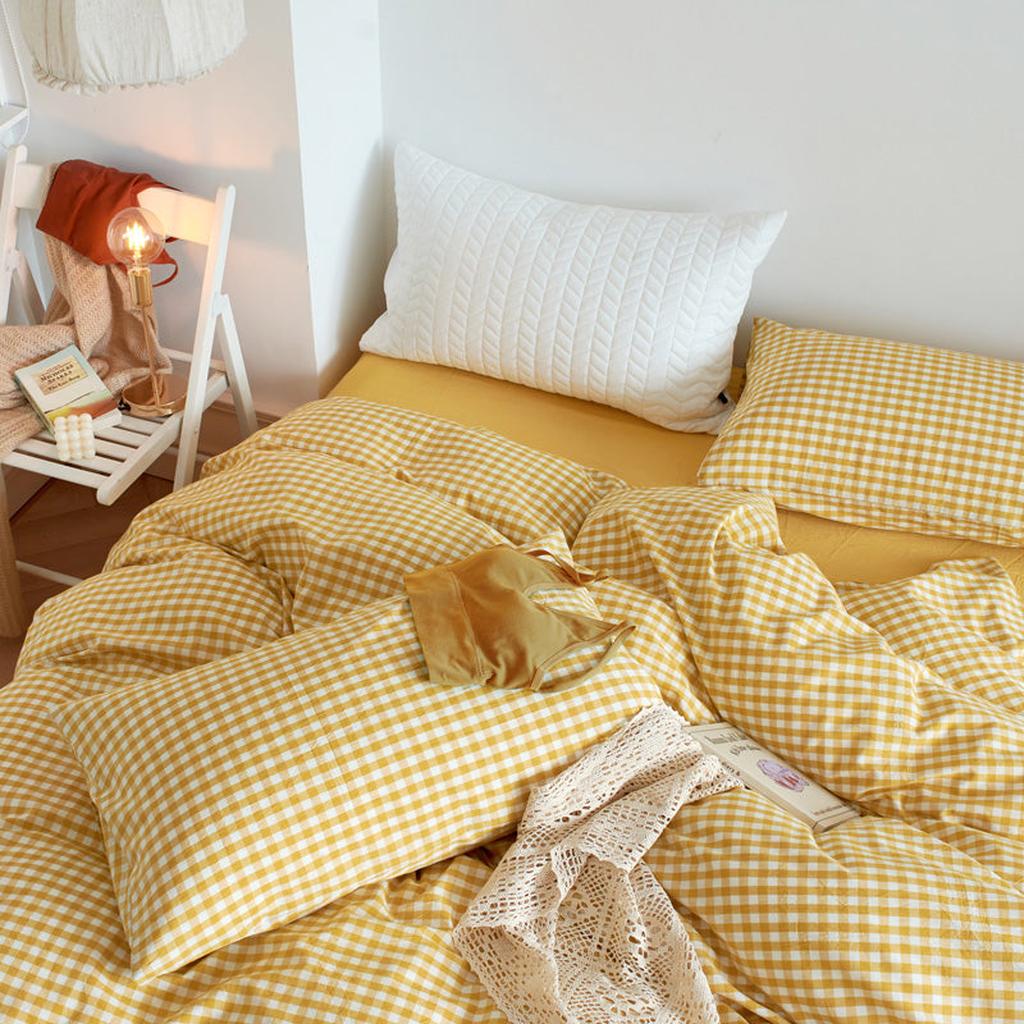 Cotton Small Gingham Bedding Set - Blue