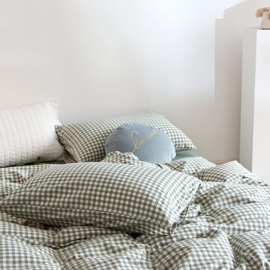 Cotton Small Gingham Bedding Set - Blue