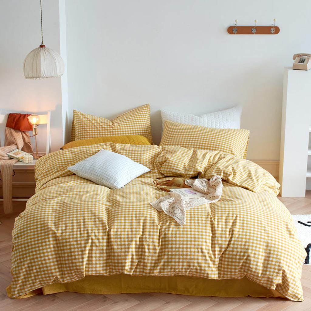 Cotton Small Gingham Bedding Set - Blue