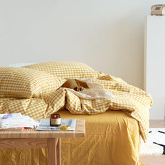 Cotton Small Gingham Bedding Set - Red